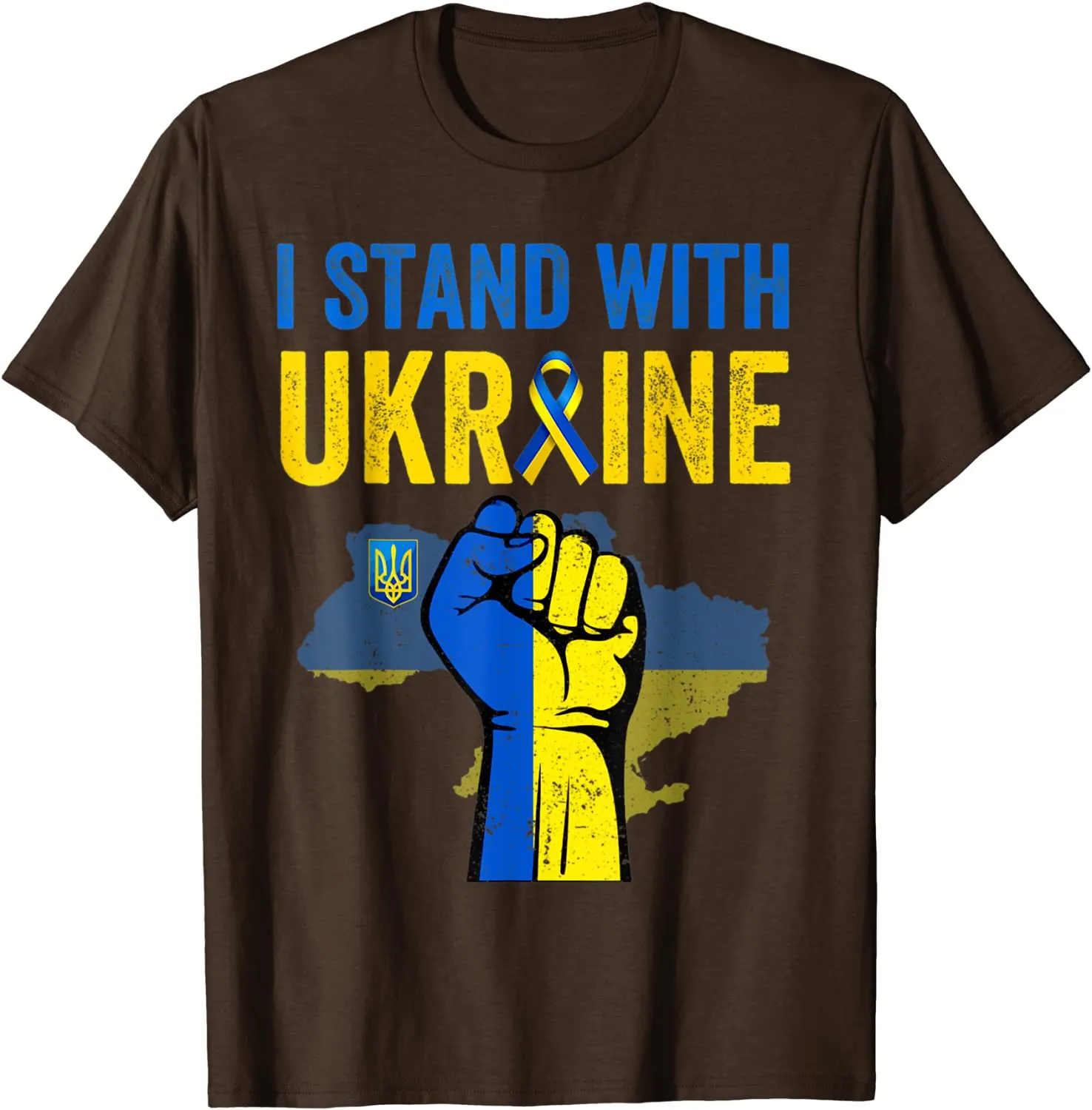 Support Ukraine I Stand with Ukraine Ribbon Flag T-Shirt