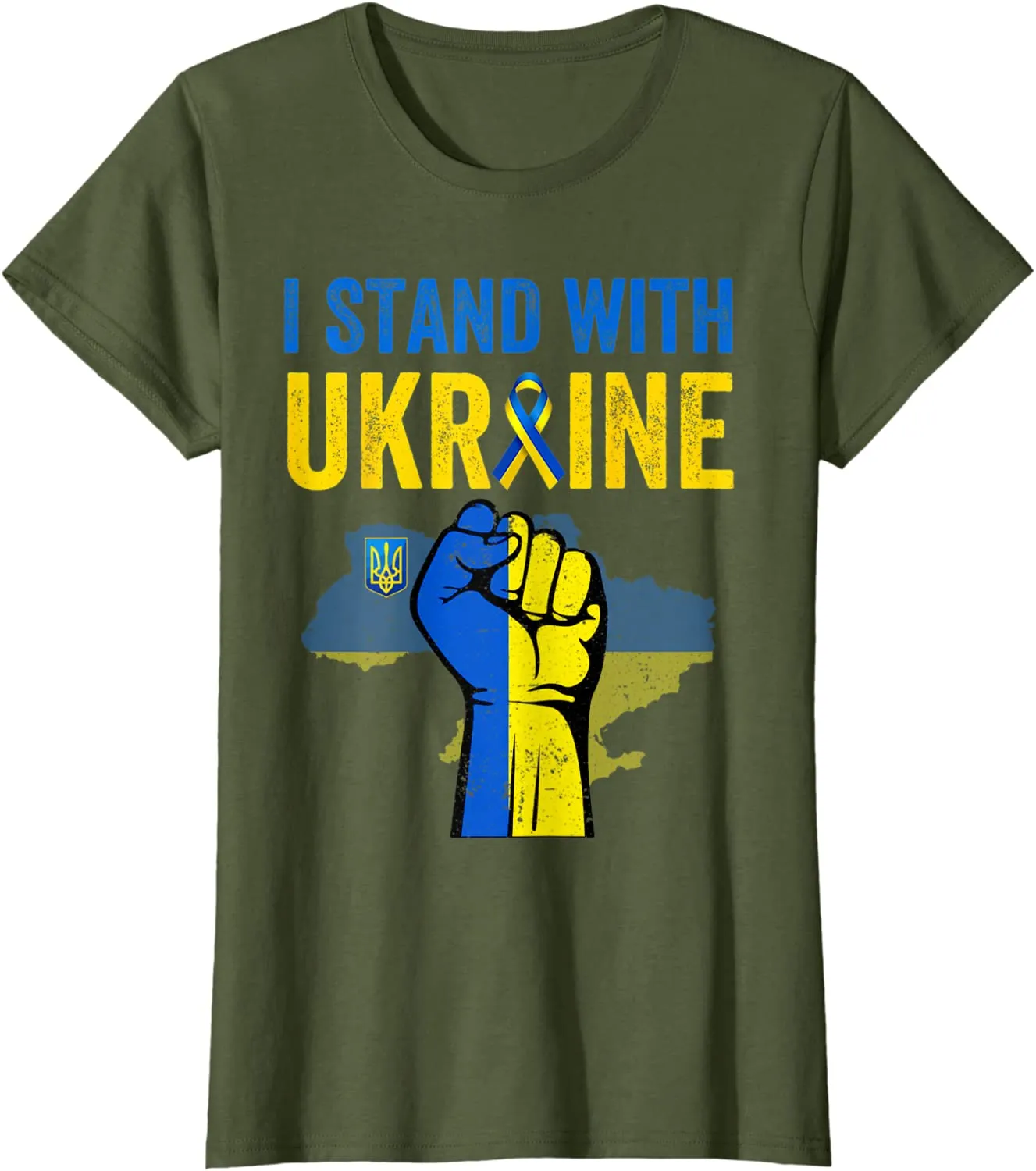 Support Ukraine I Stand with Ukraine Ribbon Flag T-Shirt
