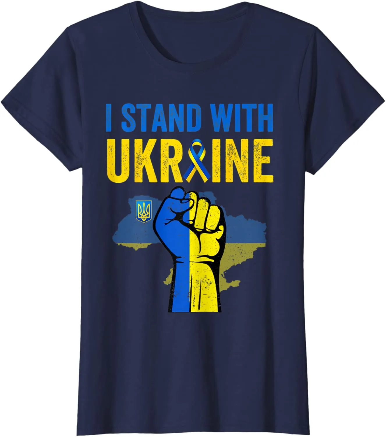 Support Ukraine I Stand with Ukraine Ribbon Flag T-Shirt