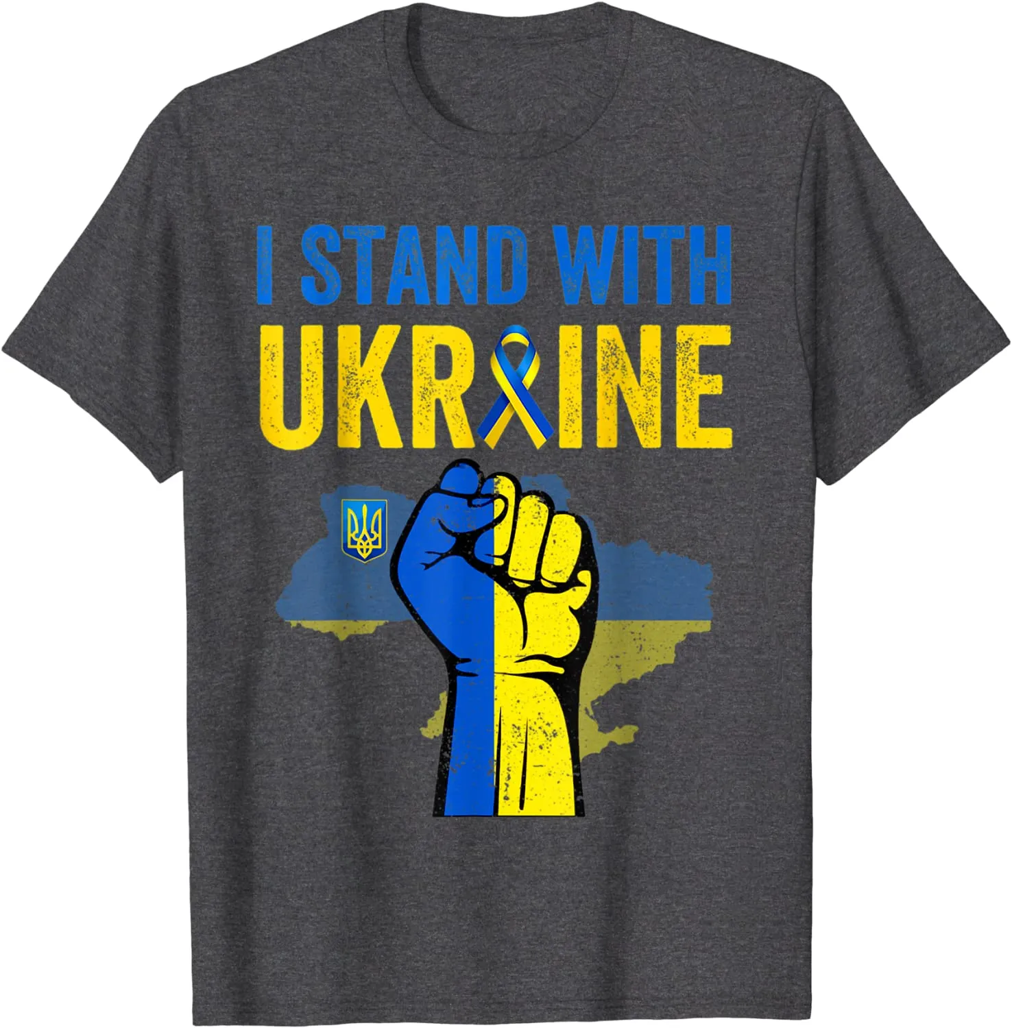 Support Ukraine I Stand with Ukraine Ribbon Flag T-Shirt