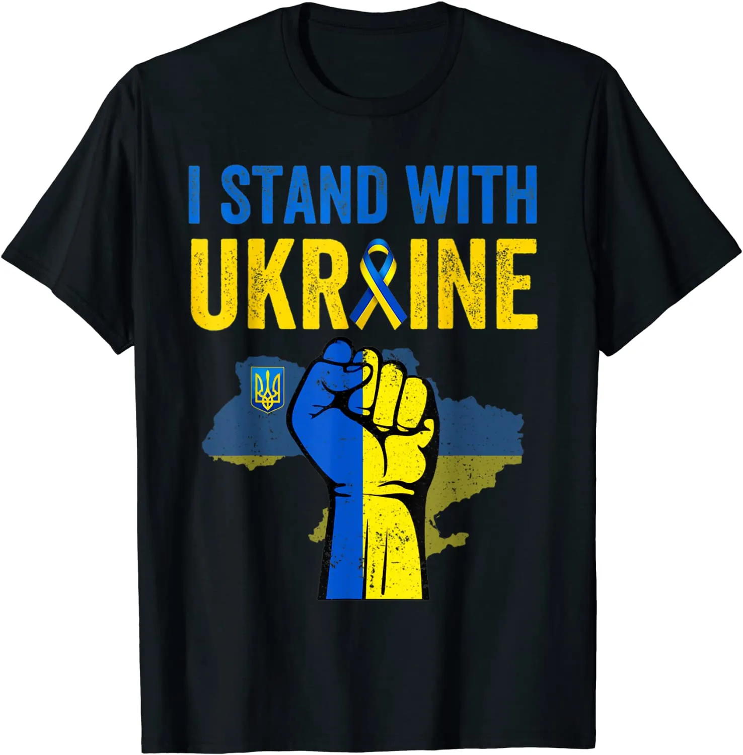 Support Ukraine I Stand with Ukraine Ribbon Flag T-Shirt