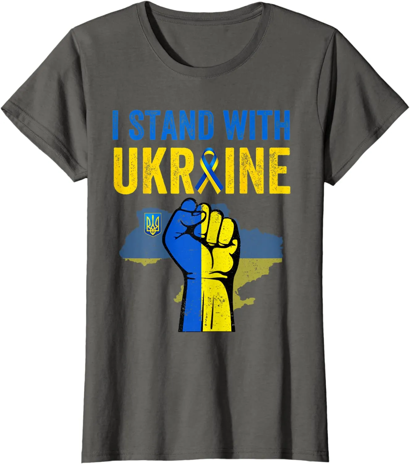 Support Ukraine I Stand with Ukraine Ribbon Flag T-Shirt