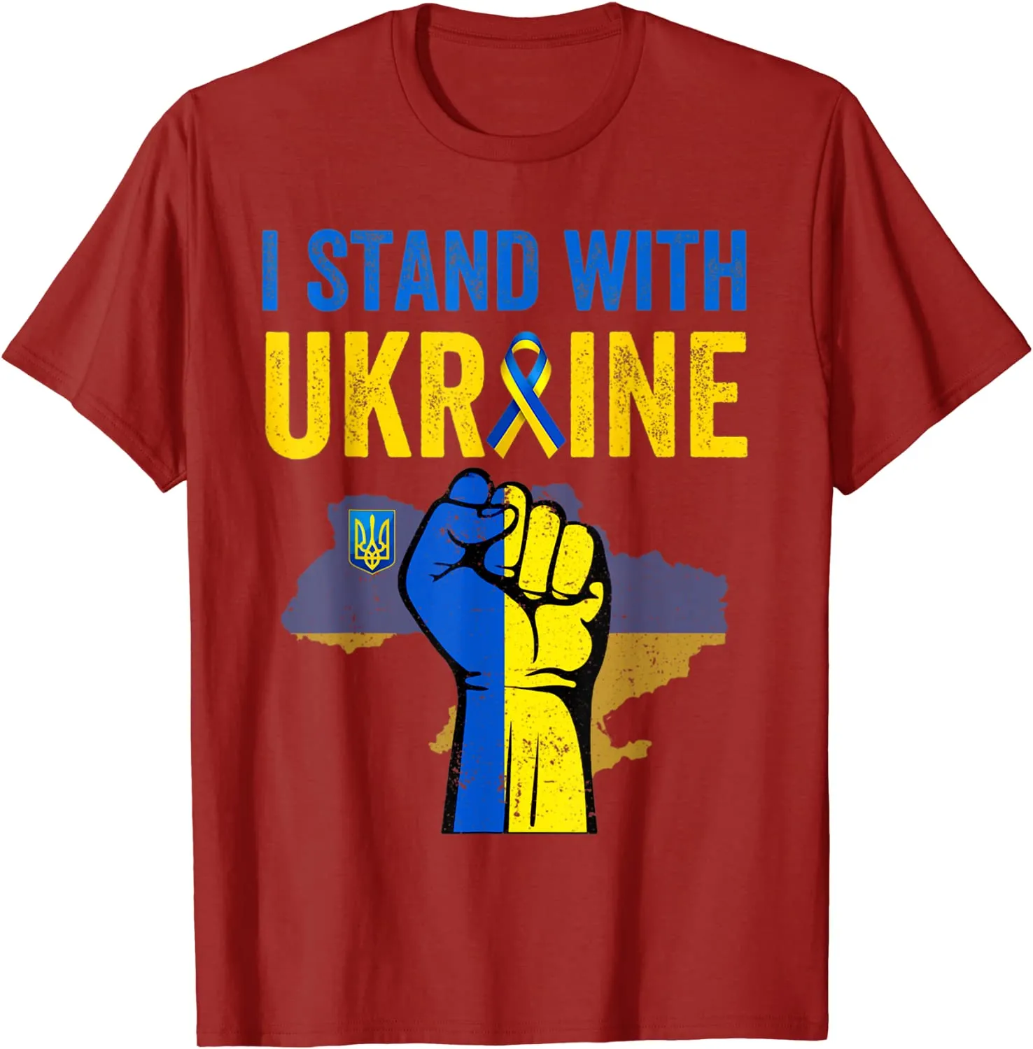 Support Ukraine I Stand with Ukraine Ribbon Flag T-Shirt