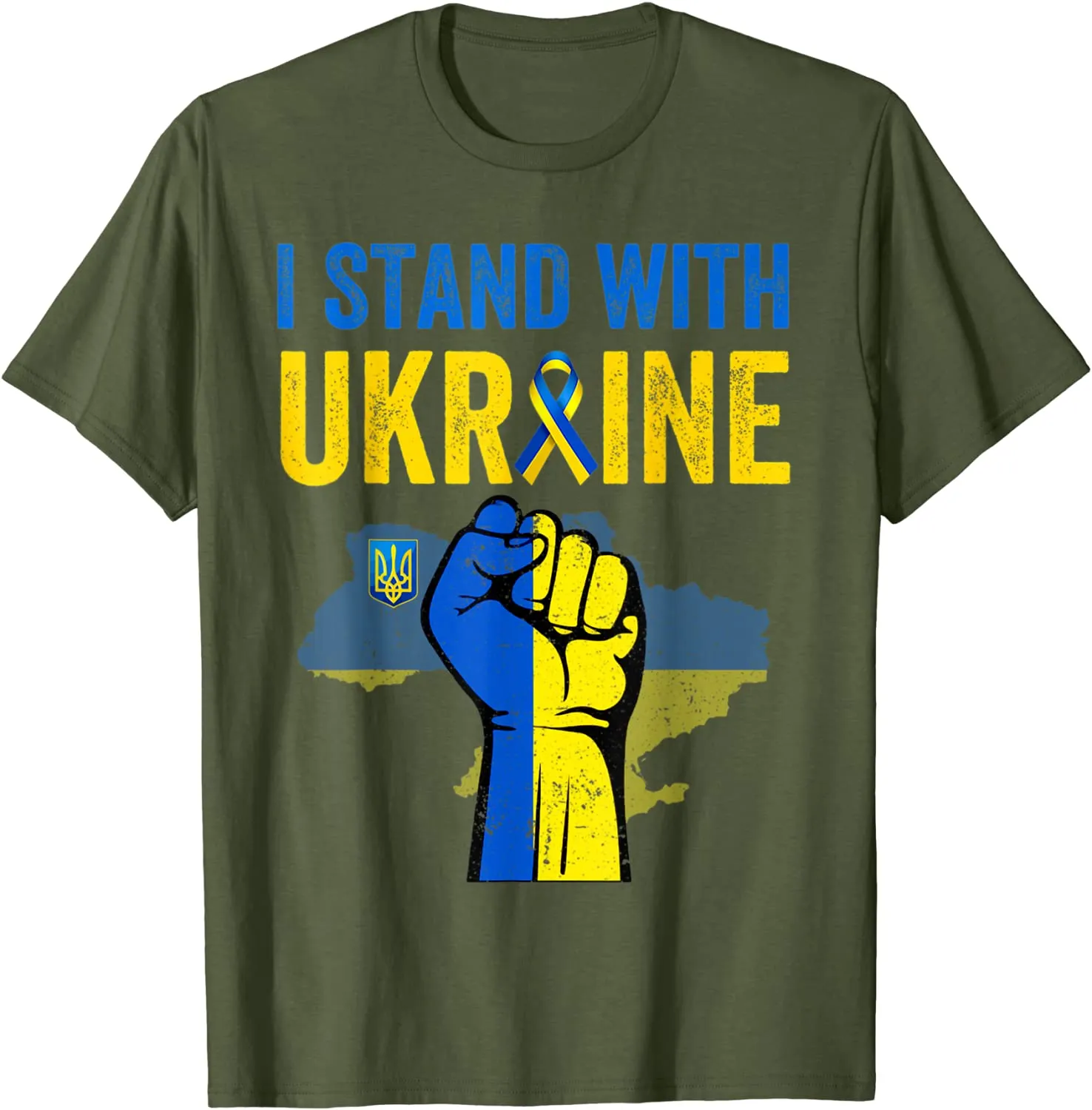 Support Ukraine I Stand with Ukraine Ribbon Flag T-Shirt