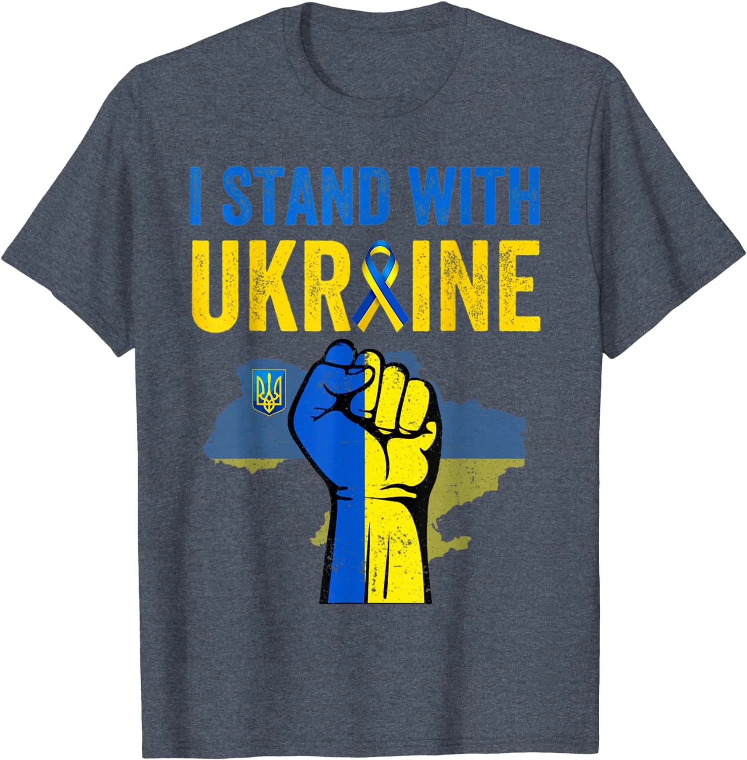 Support Ukraine I Stand with Ukraine Ribbon Flag T-Shirt