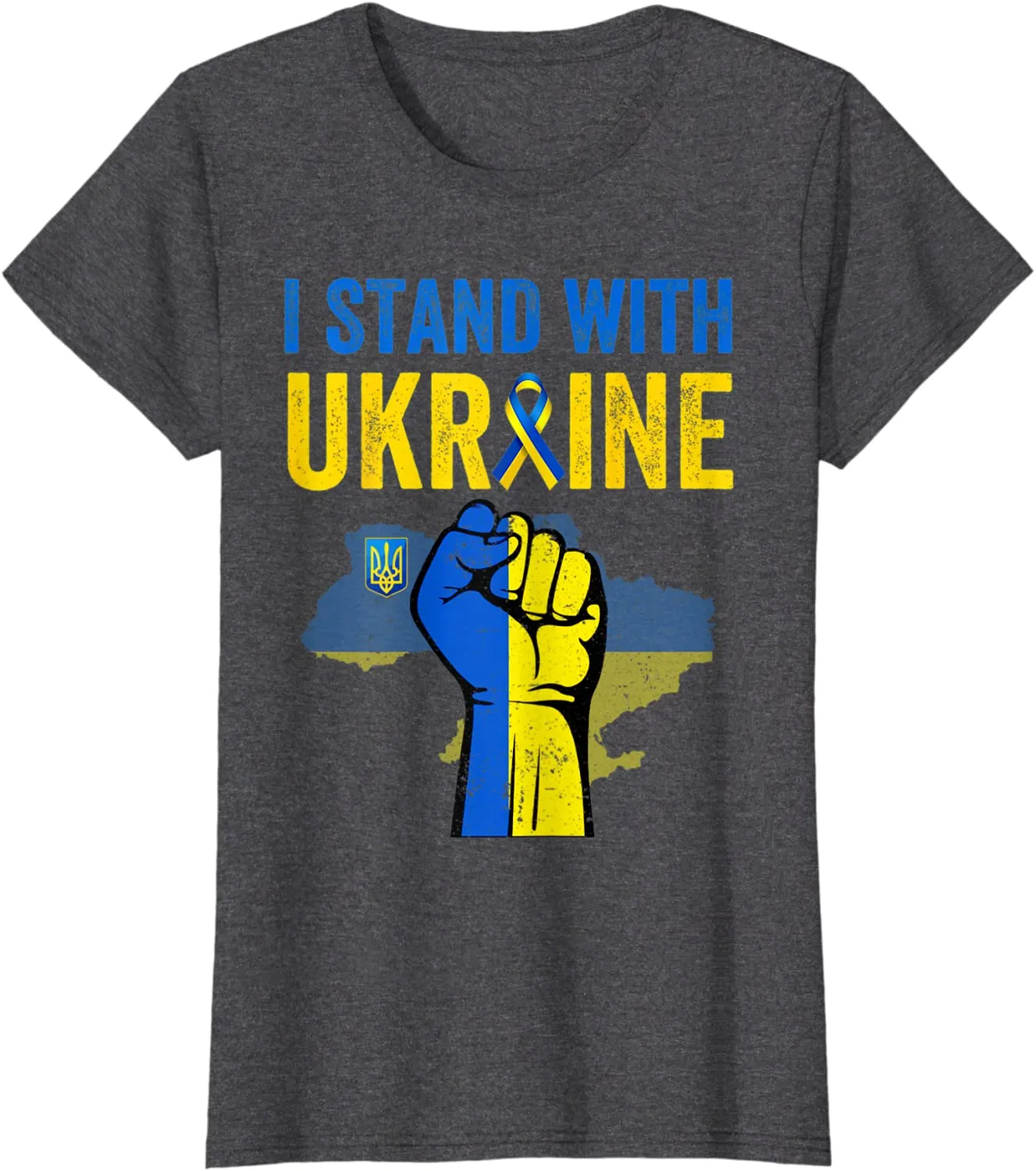 Support Ukraine I Stand with Ukraine Ribbon Flag T-Shirt