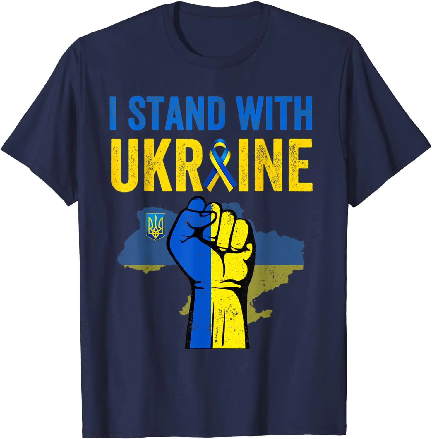 Support Ukraine I Stand with Ukraine Ribbon Flag T-Shirt