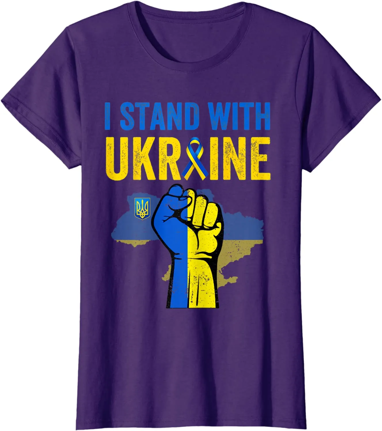 Support Ukraine I Stand with Ukraine Ribbon Flag T-Shirt