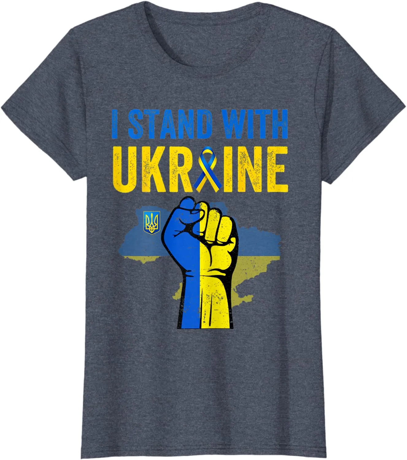 Support Ukraine I Stand with Ukraine Ribbon Flag T-Shirt