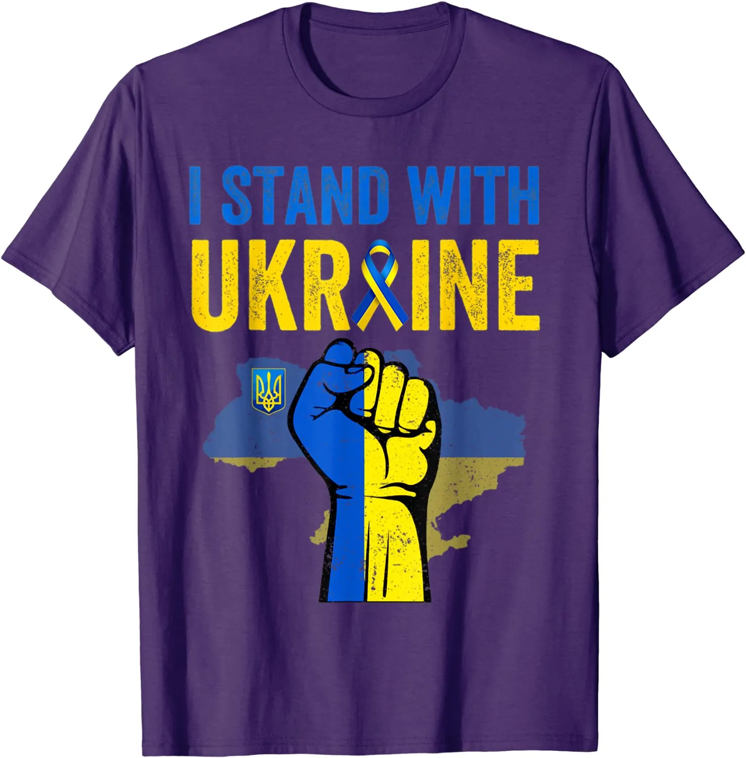 Support Ukraine I Stand with Ukraine Ribbon Flag T-Shirt