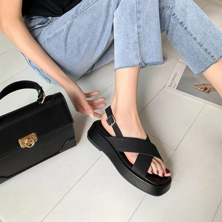 Thick Sole Ladies’ Summer Sandals with Straps