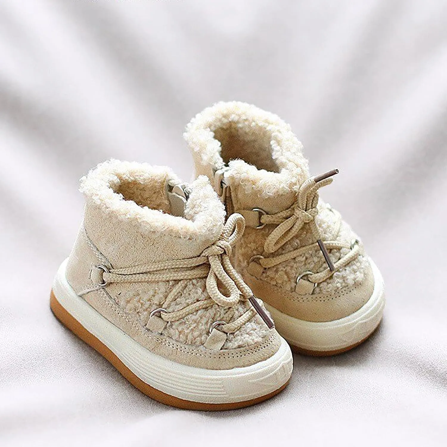 Toddler Boys Girls Winter Fleece Ankle Boots Water Proof Snow Booties Kids Faux Fr Warm Outdoor Casual Shoes