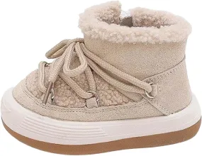 Toddler Boys Girls Winter Fleece Ankle Boots Water Proof Snow Booties Kids Faux Fr Warm Outdoor Casual Shoes