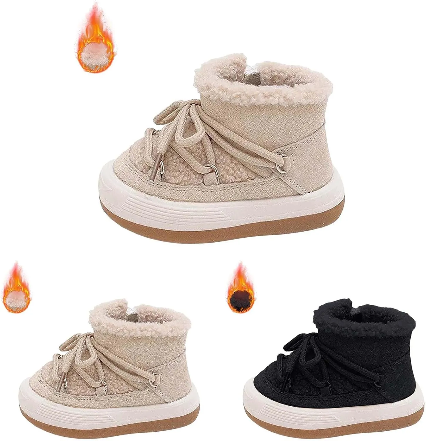Toddler Boys Girls Winter Fleece Ankle Boots Water Proof Snow Booties Kids Faux Fr Warm Outdoor Casual Shoes