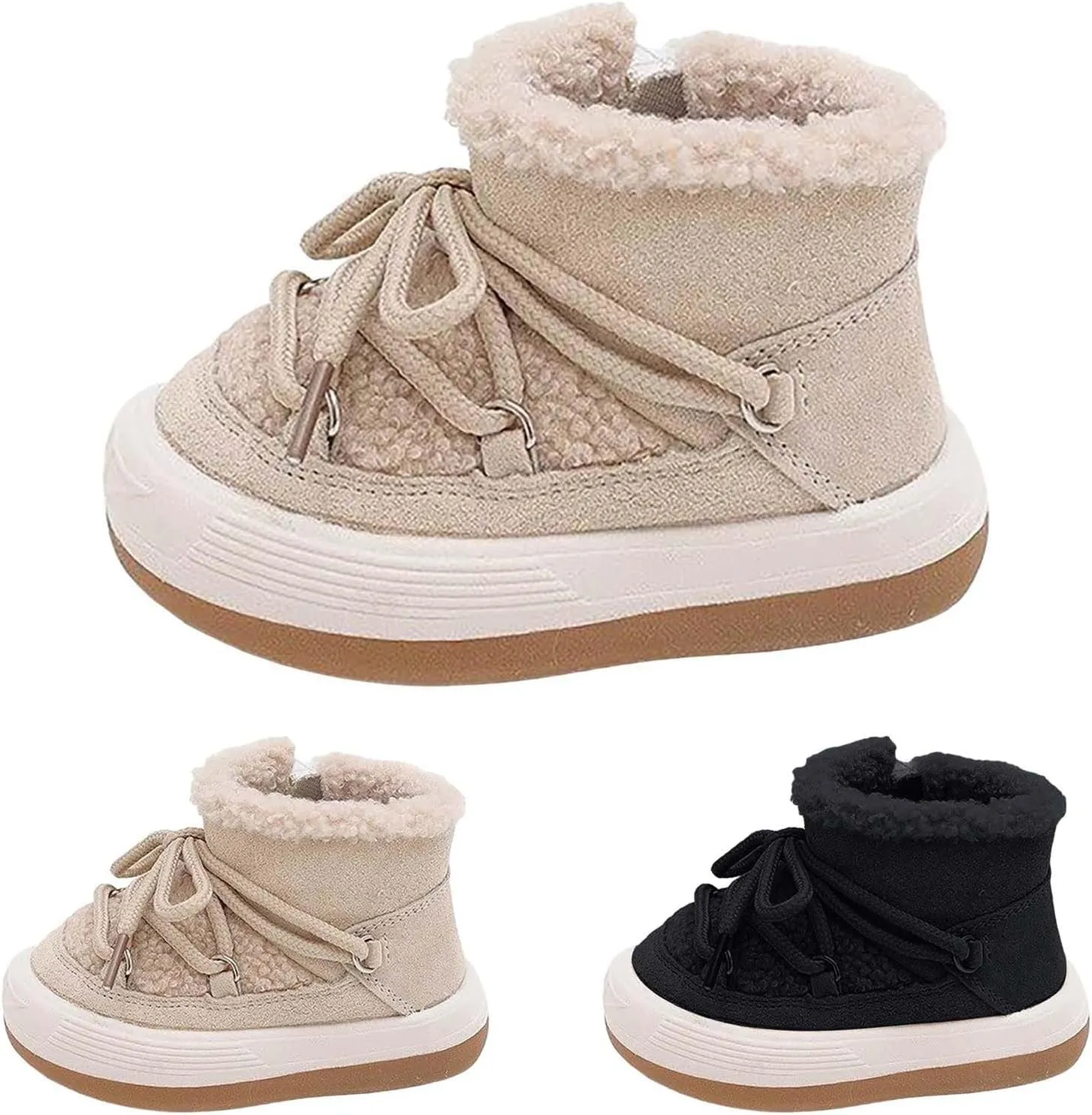 Toddler Boys Girls Winter Fleece Ankle Boots Water Proof Snow Booties Kids Faux Fr Warm Outdoor Casual Shoes
