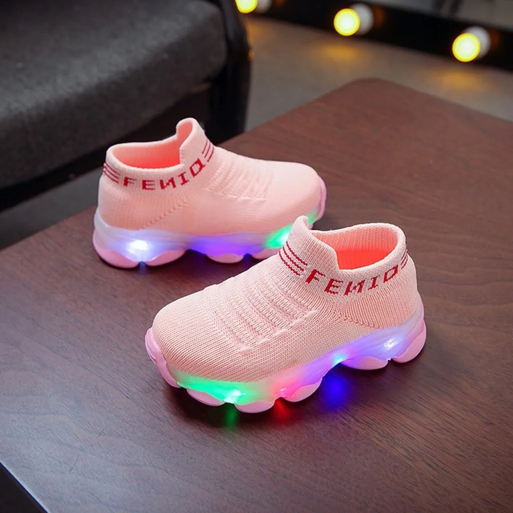 Toddler Boys Light Up Shoes, Lightweight Breathable Anti-Slip, Led Flashing Sport Sneakers for Toddler/Little Girls