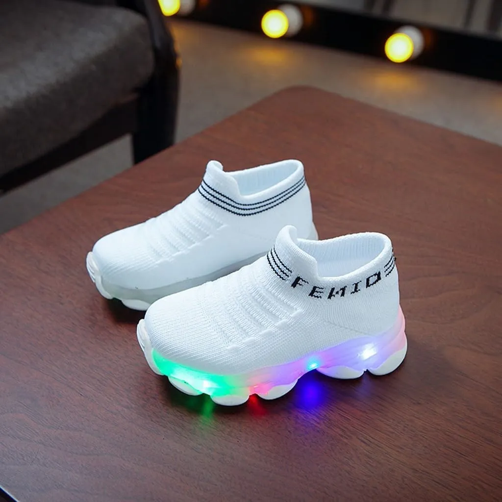 Toddler Boys Light Up Shoes, Lightweight Breathable Anti-Slip, Led Flashing Sport Sneakers for Toddler/Little Girls