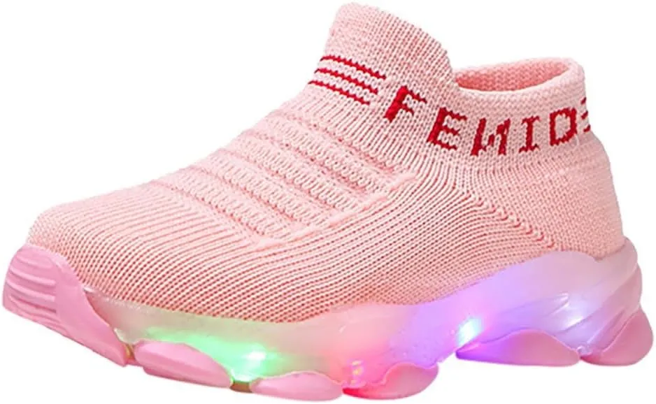 Toddler Boys Light Up Shoes, Lightweight Breathable Anti-Slip, Led Flashing Sport Sneakers for Toddler/Little Girls