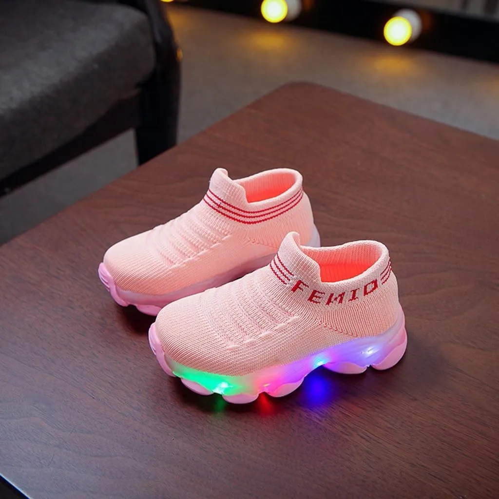 Toddler Boys Light Up Shoes, Lightweight Breathable Anti-Slip, Led Flashing Sport Sneakers for Toddler/Little Girls