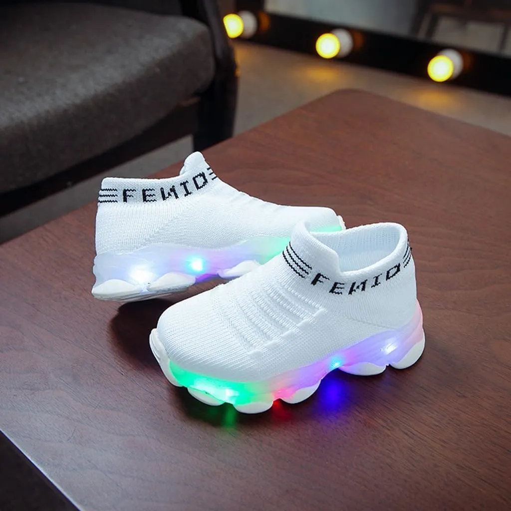 Toddler Boys Light Up Shoes, Lightweight Breathable Anti-Slip, Led Flashing Sport Sneakers for Toddler/Little Girls