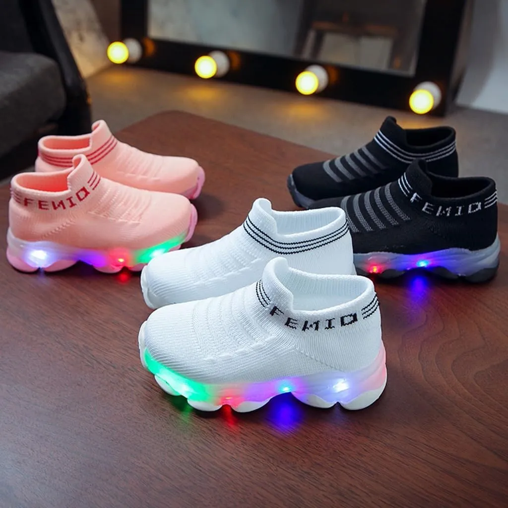 Toddler Boys Light Up Shoes, Lightweight Breathable Anti-Slip, Led Flashing Sport Sneakers for Toddler/Little Girls