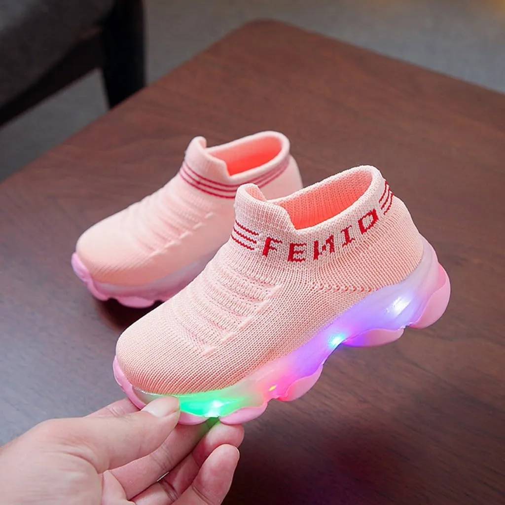 Toddler Boys Light Up Shoes, Lightweight Breathable Anti-Slip, Led Flashing Sport Sneakers for Toddler/Little Girls