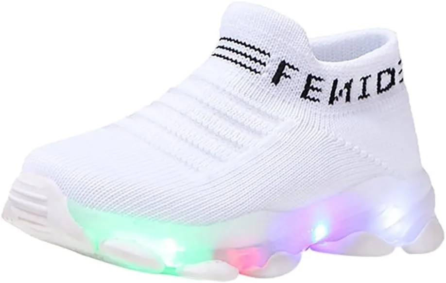 Toddler Boys Light Up Shoes, Lightweight Breathable Anti-Slip, Led Flashing Sport Sneakers for Toddler/Little Girls