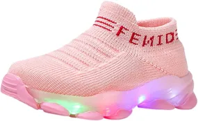 Toddler Boys Light Up Shoes, Lightweight Breathable Anti-Slip, Led Flashing Sport Sneakers for Toddler/Little Girls