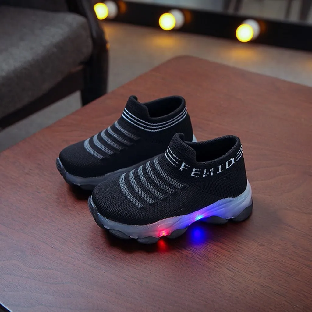 Toddler Boys Light Up Shoes, Lightweight Breathable Anti-Slip, Led Flashing Sport Sneakers for Toddler/Little Girls