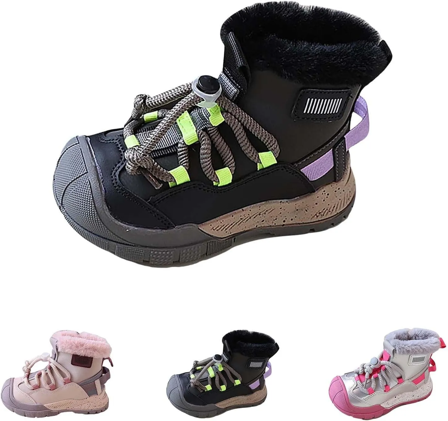 Toddler Kids Snow Boots Warm Comfortable Non Slip Mid Calf Outdoor Cozy Sole Soft Platform Adjustable Strap Shoes