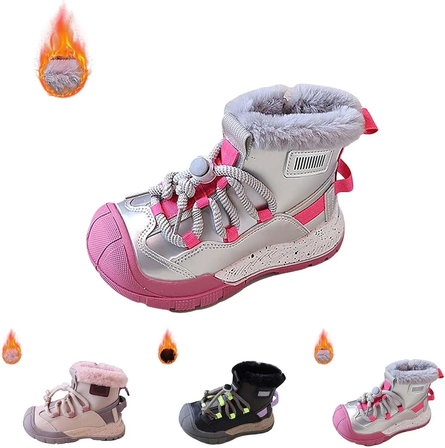 Toddler Kids Snow Boots Warm Comfortable Non Slip Mid Calf Outdoor Cozy Sole Soft Platform Adjustable Strap Shoes