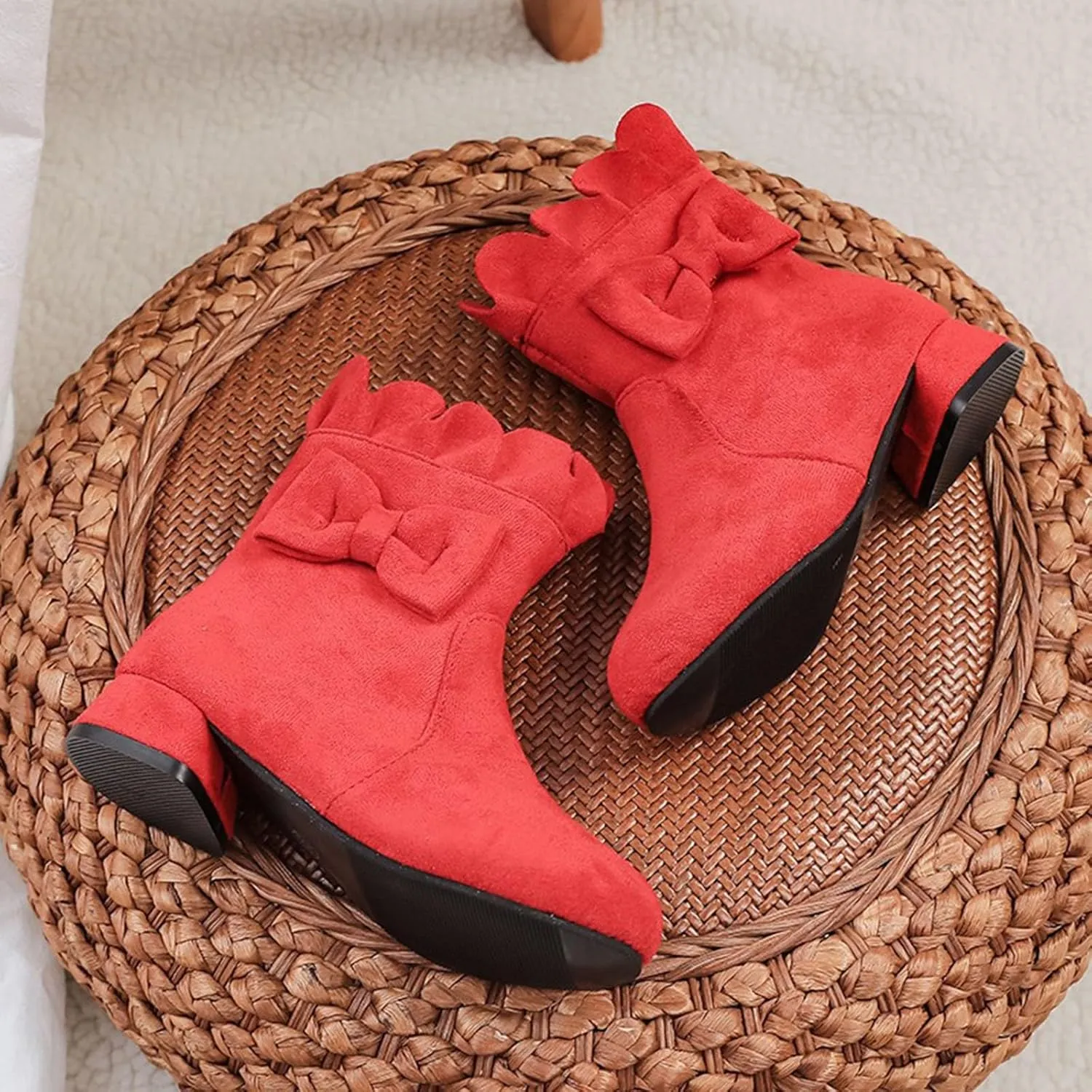 Toddler/Little Girls Sweet Short Ankle Boots Bowknot Side Zipper Low Heel Dress Booties Fashion Toddler Girls Booties