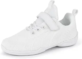 Tongzone Cheer Shoes Youth Girls Cheerleading White Dance Shoes Breathable Competition Walking Training Athletic Tennis Shoes