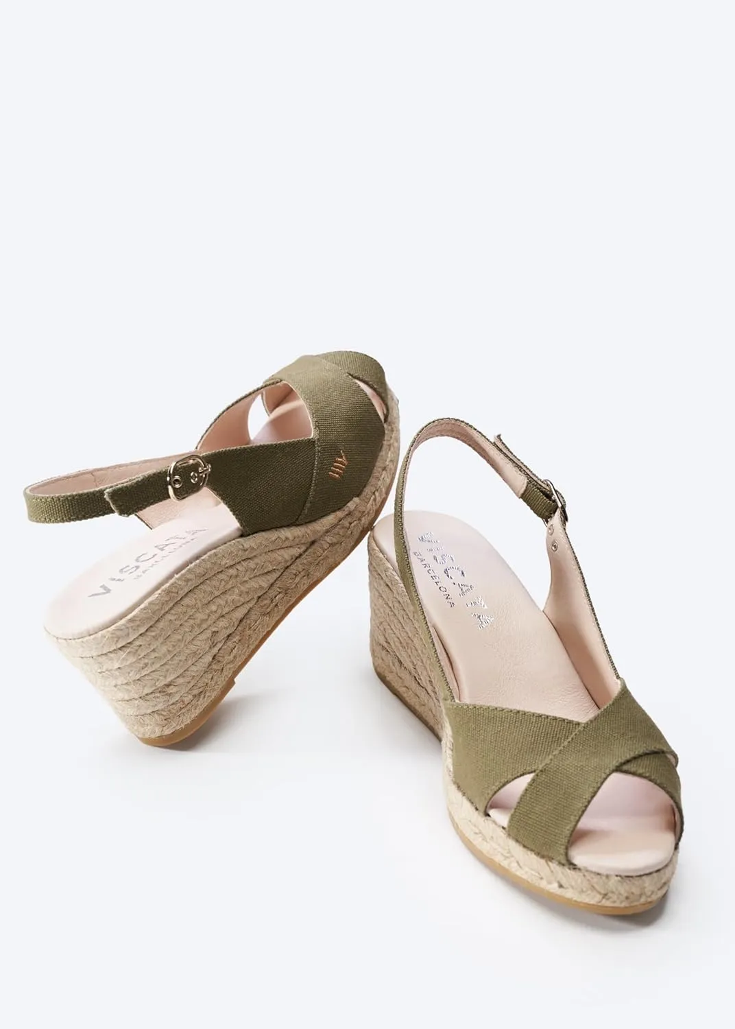 Viscata Llansa Canvas Wedge with Elegant Buckle Flattering 2 ½” Slingback Heel Women's Sandals with Breathable Organic Cotton Canvas and 100% Natural Jute Midsole for all Casual Occasions