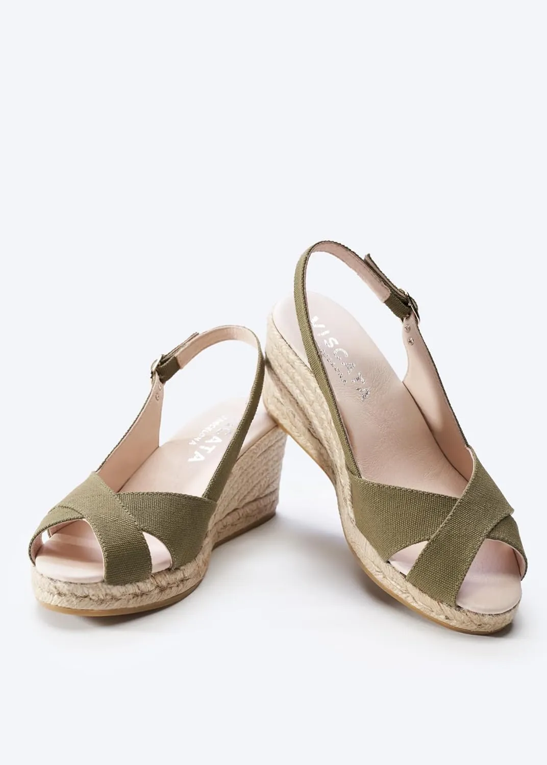 Viscata Llansa Canvas Wedge with Elegant Buckle Flattering 2 ½” Slingback Heel Women's Sandals with Breathable Organic Cotton Canvas and 100% Natural Jute Midsole for all Casual Occasions