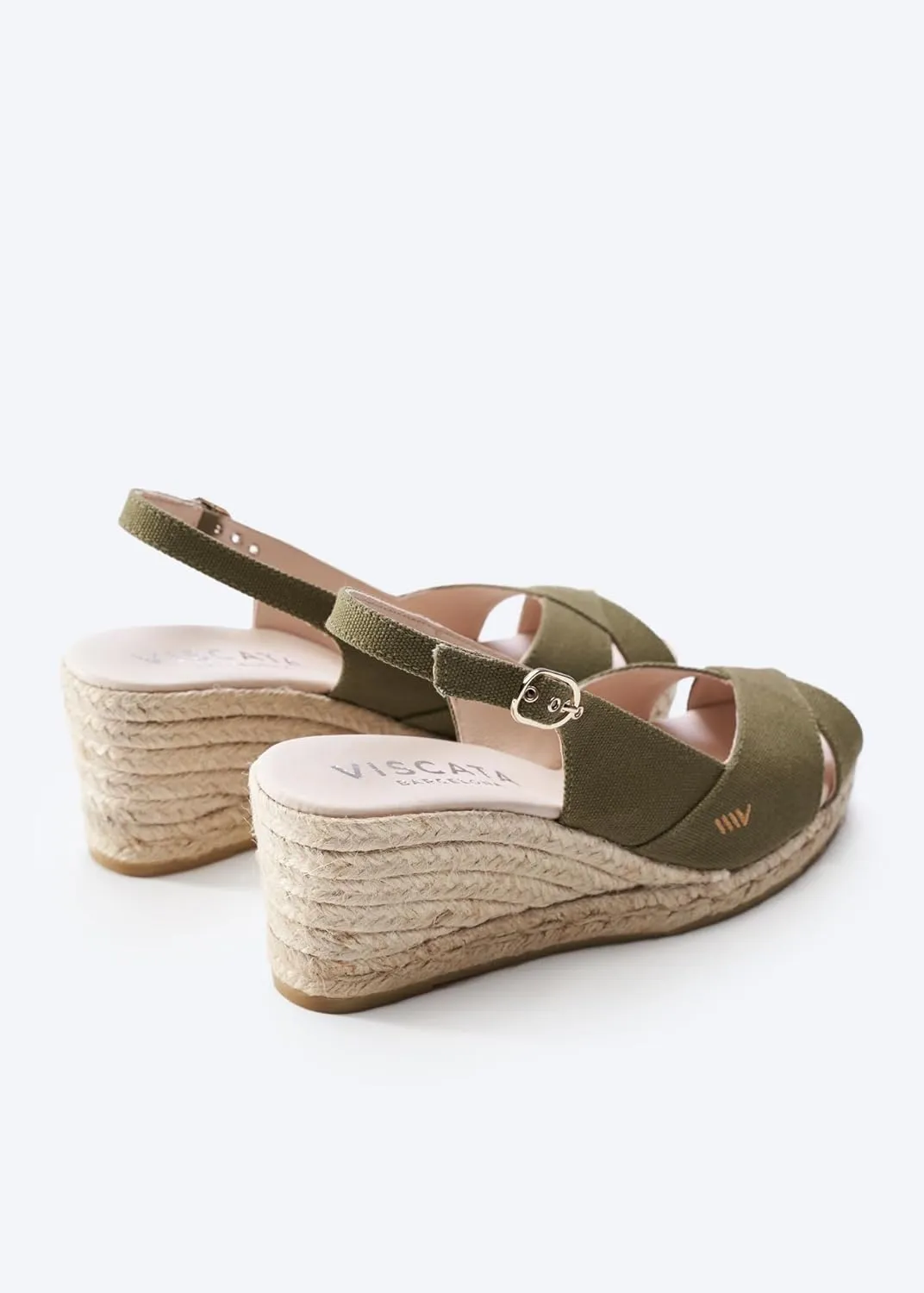Viscata Llansa Canvas Wedge with Elegant Buckle Flattering 2 ½” Slingback Heel Women's Sandals with Breathable Organic Cotton Canvas and 100% Natural Jute Midsole for all Casual Occasions