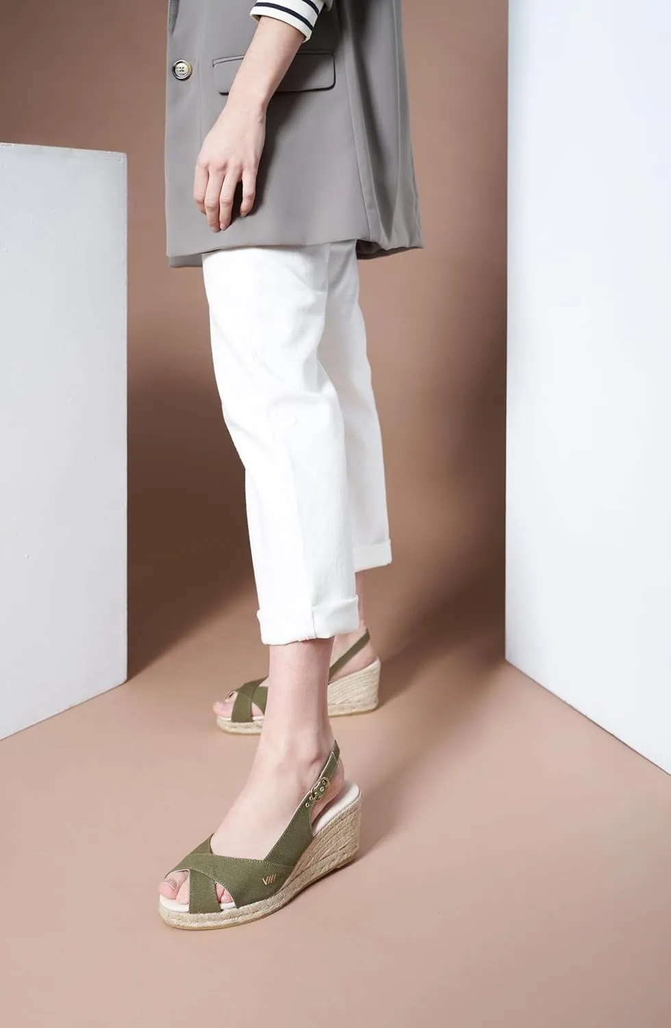 Viscata Llansa Canvas Wedge with Elegant Buckle Flattering 2 ½” Slingback Heel Women's Sandals with Breathable Organic Cotton Canvas and 100% Natural Jute Midsole for all Casual Occasions