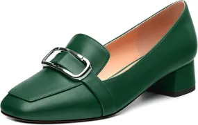 Women's Block Heel Loafers, Square Closed Toe Chunky Heel Pumps, Elegant Comfortable Casual Office Dress Shoes
