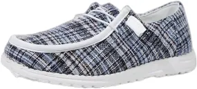 Women's Lace up Canvas Loafers Wide Width Slip-On Shoes Lightweight Boat Shoes with Arch Support, Comfortable Walking Shoes