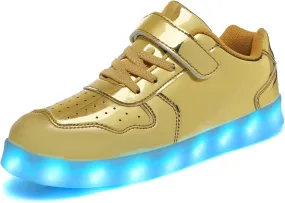 Wooowyet Kids LED Sneakers for Boys Hook&Loop Low Light Up Shoes LED Girls USB Recharging