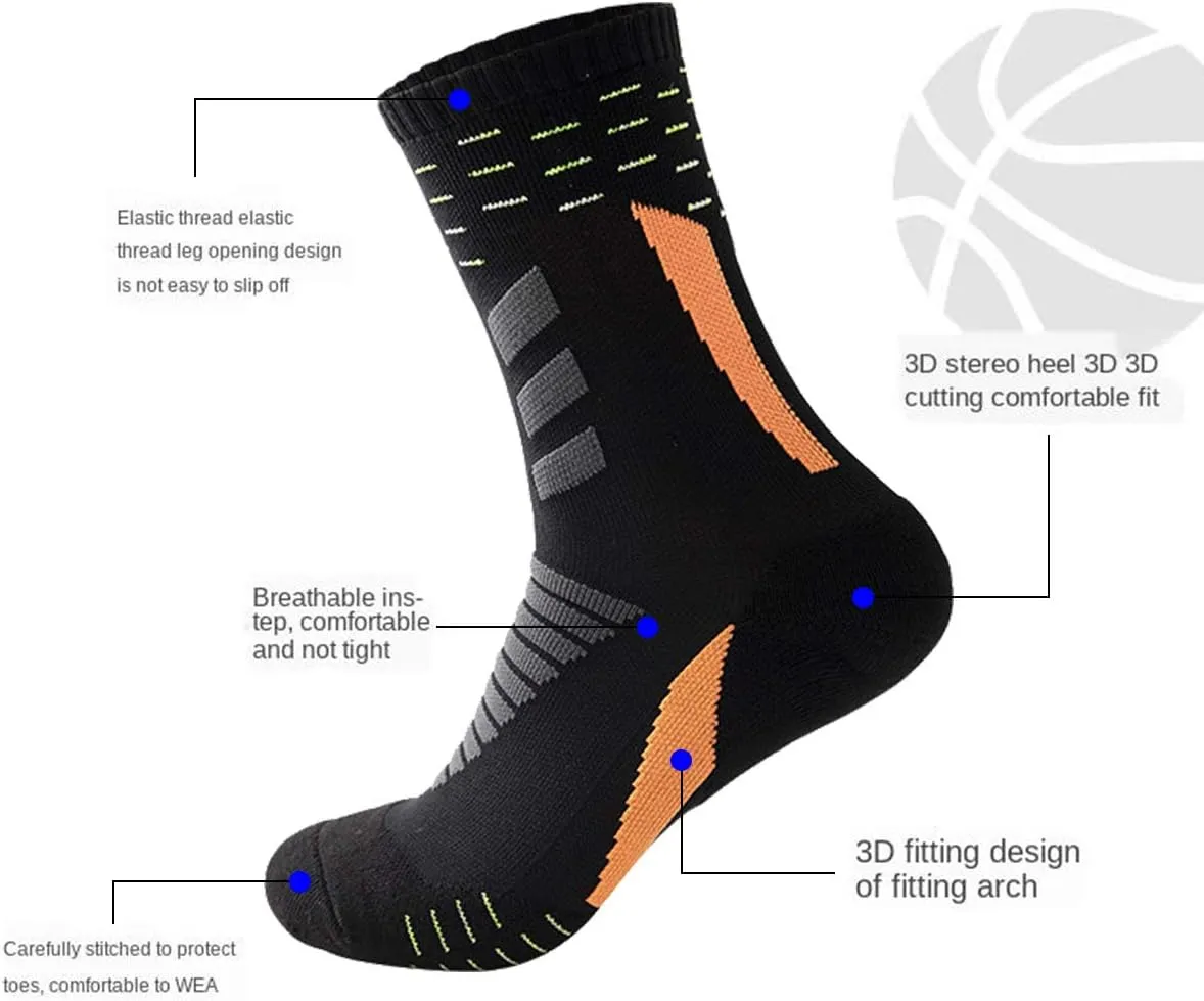 YQHMT Basketball Socks Outdoor Athletic Crew Socks Thick Compression Sports Socks for Men & Women 4 Pack